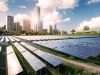 Shanghai urban landscape, landmarks and solar panels