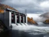 Hydroelectric Plant in Scenic River Landscape