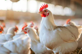 chickens in a modern poultry farm.