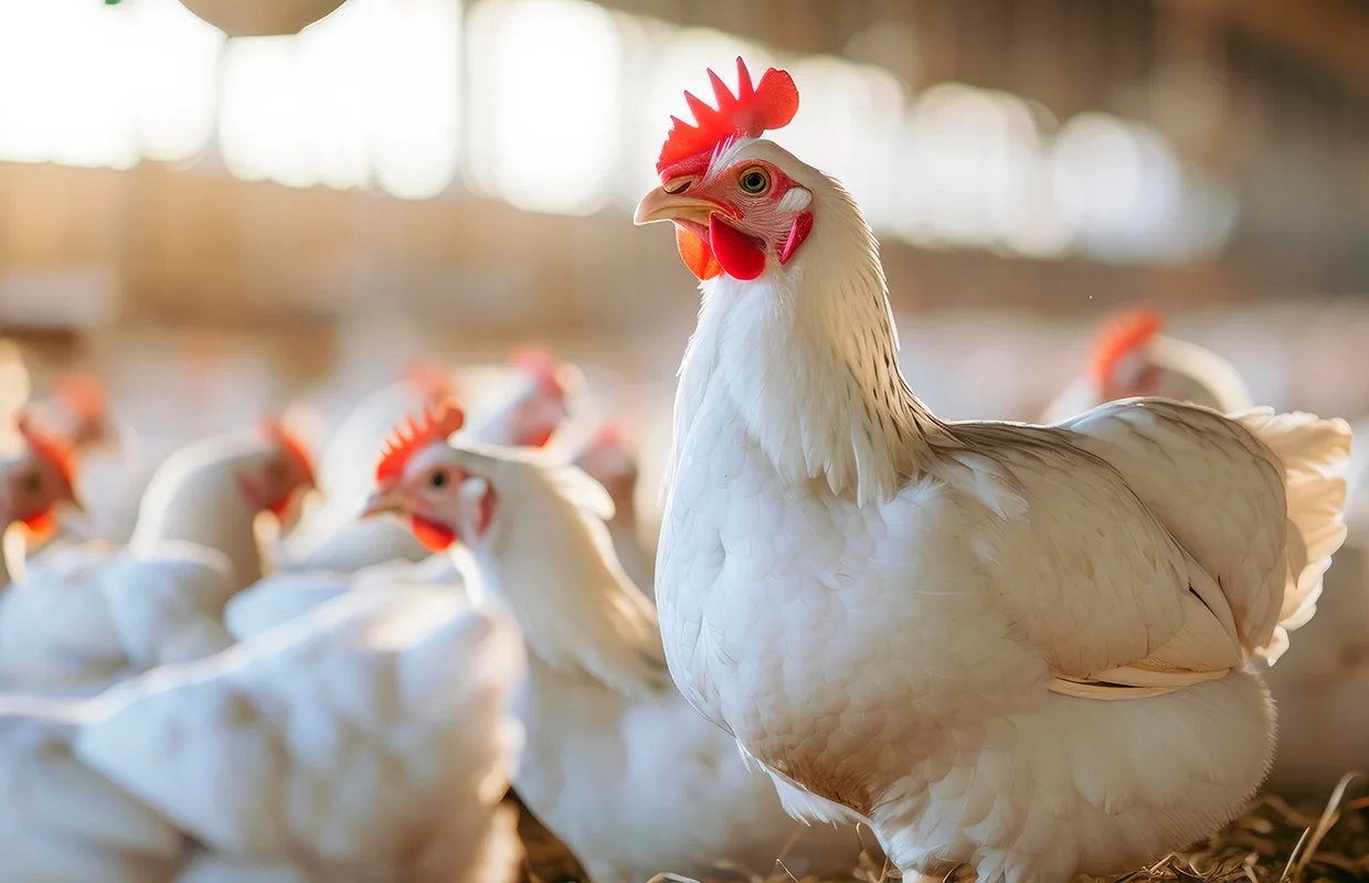 chickens in a modern poultry farm.