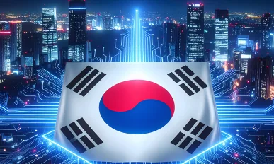 South Korea's Digital Future: Futuristic Cityscape and Circuitry