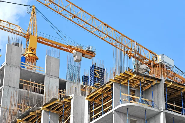Crane and construction site