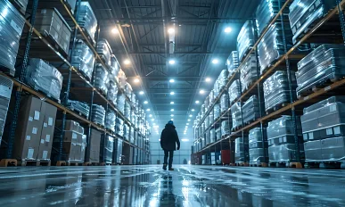 Chilled Interior of an Industrial Warehouse for Refrigerated Goods