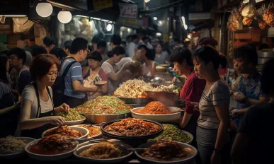 Generative ai lively asian street food market